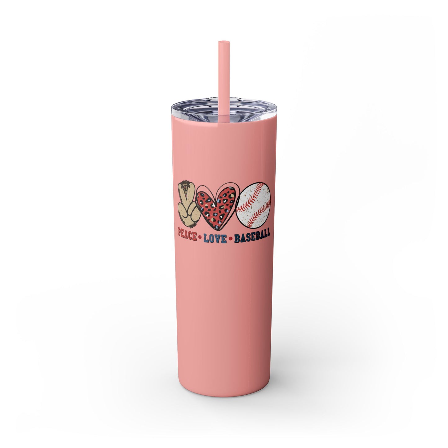 Peace, Love and Baseball - Skinny Tumbler w/Straw