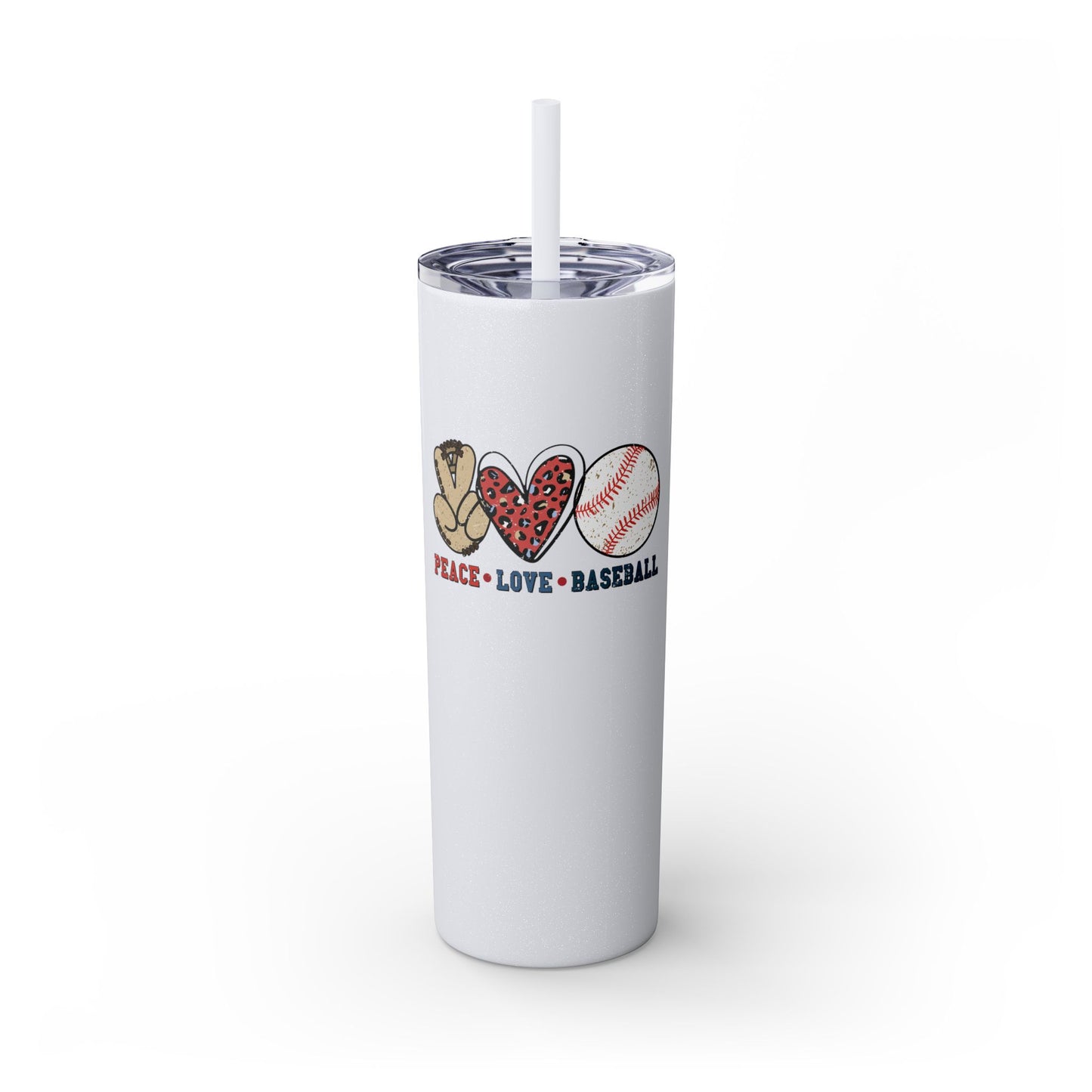 Peace, Love and Baseball - Skinny Tumbler w/Straw
