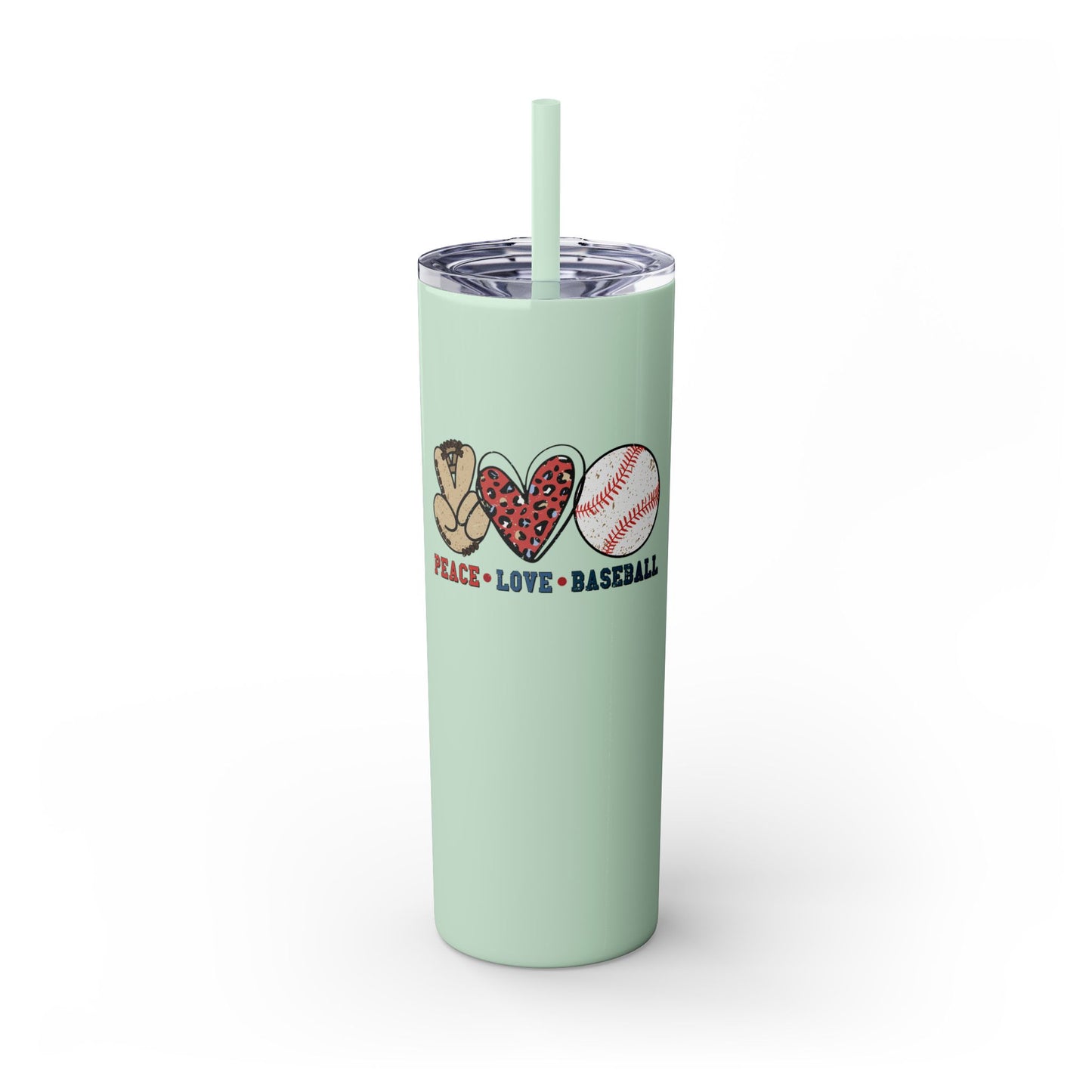 Peace, Love and Baseball - Skinny Tumbler w/Straw