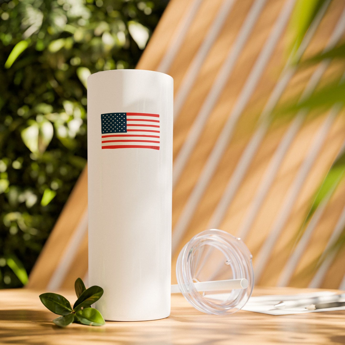 American Flag - Skinny Tumbler w/Straw