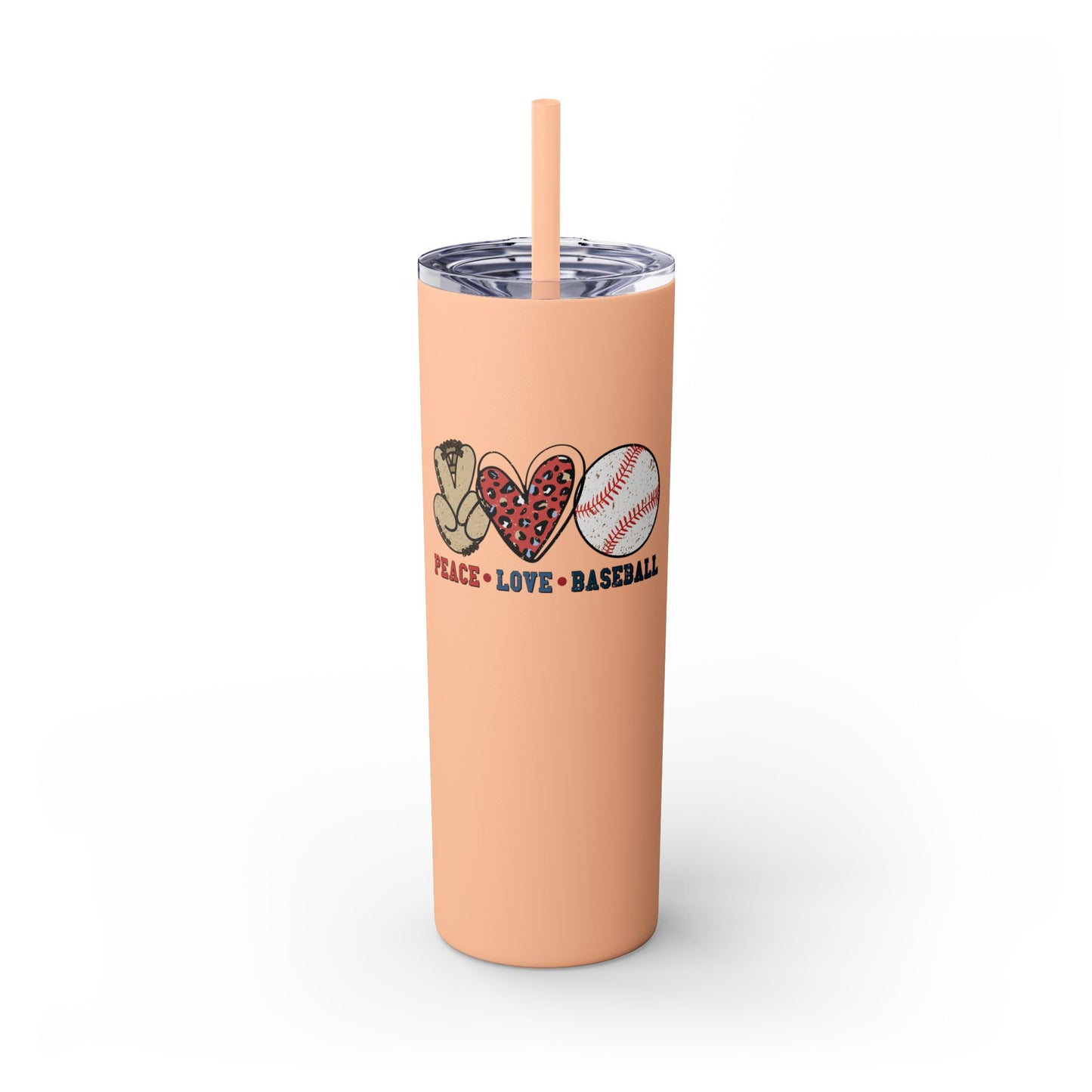 Peace, Love and Baseball - Skinny Tumbler w/Straw
