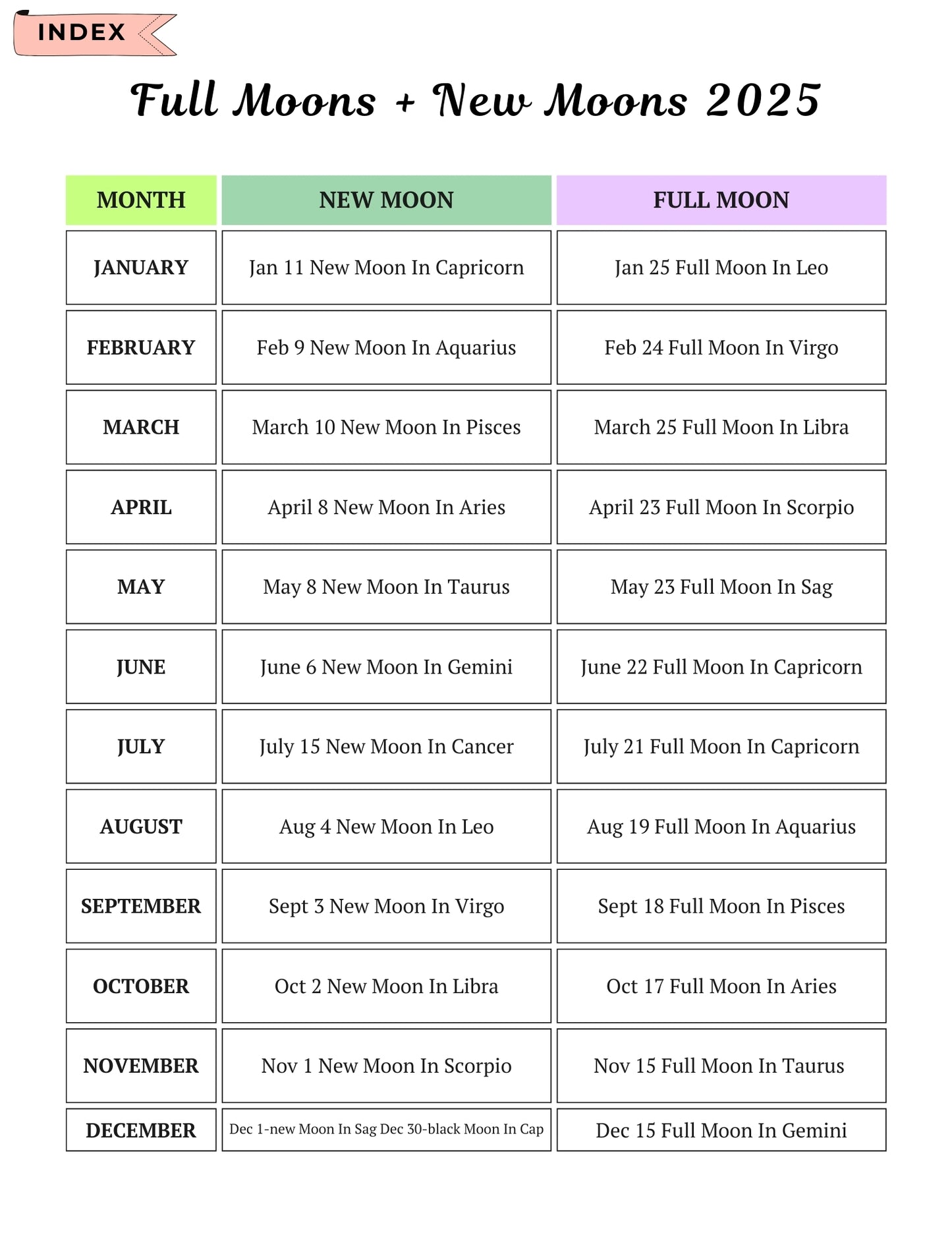 2025 Moon & Astrology Planner | Lunar Calendar & Manifestation Journal
