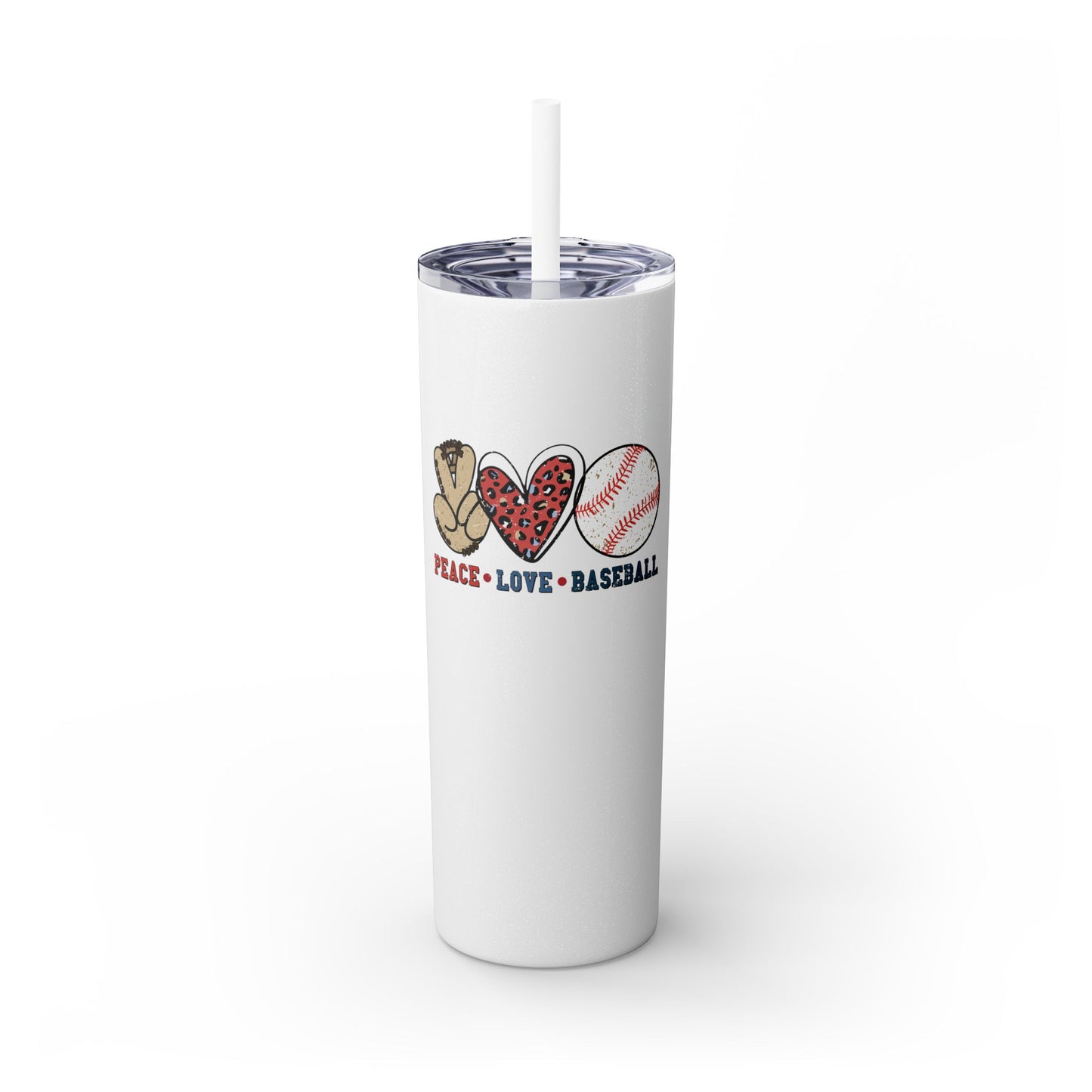 Peace, Love and Baseball - Skinny Tumbler w/Straw