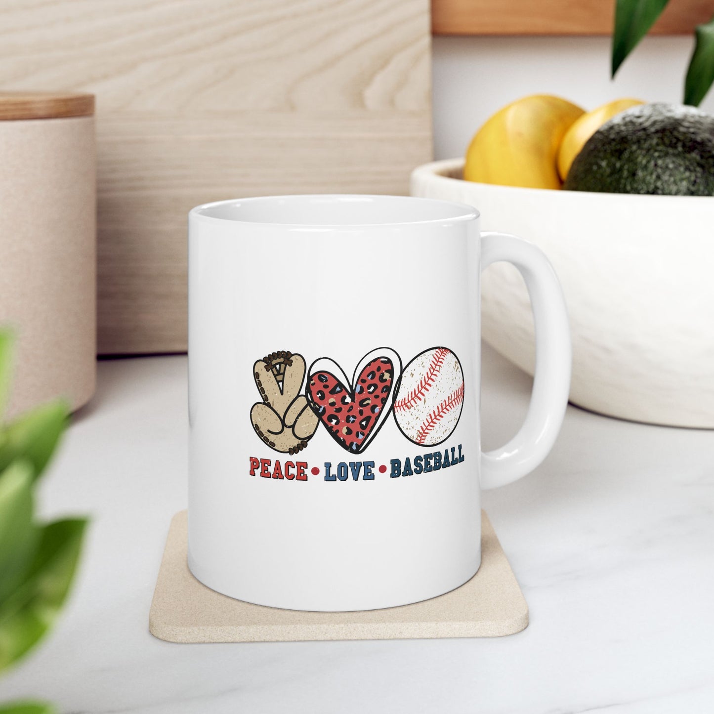 Peace, Love & Baseball - Mug