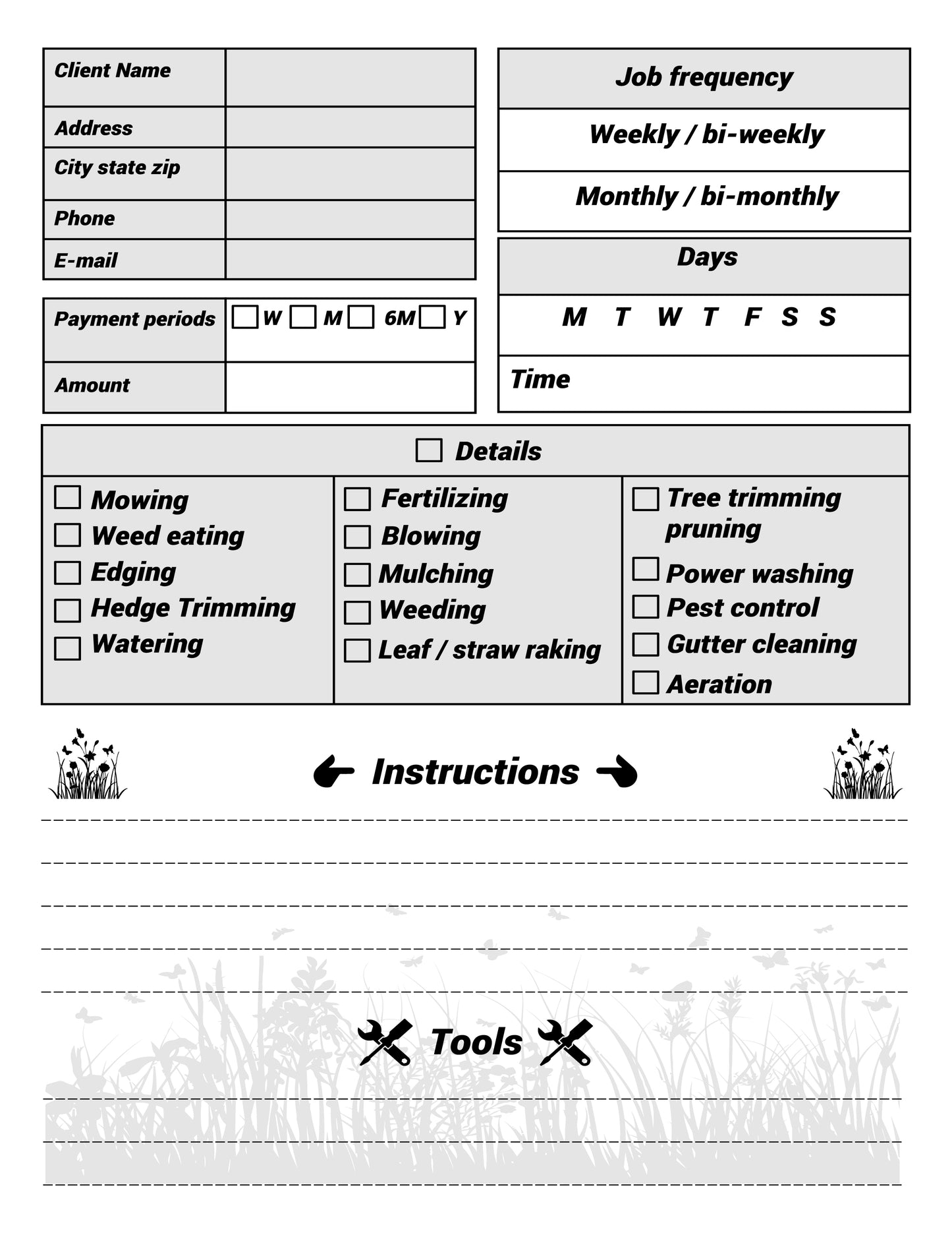 2025 Lawn Care Client Log Book Planner | 150 Pages | Service Record Organizer for Landscaping Professionals Digital Download