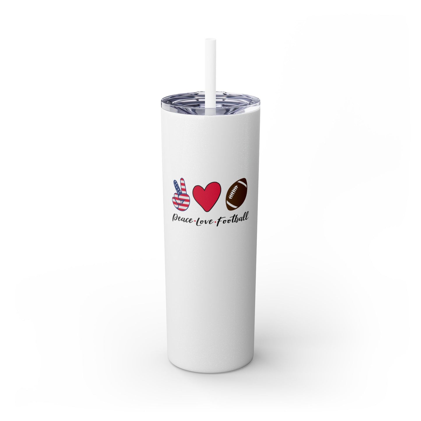 Peace Love & Football - Tumbler w/Straw