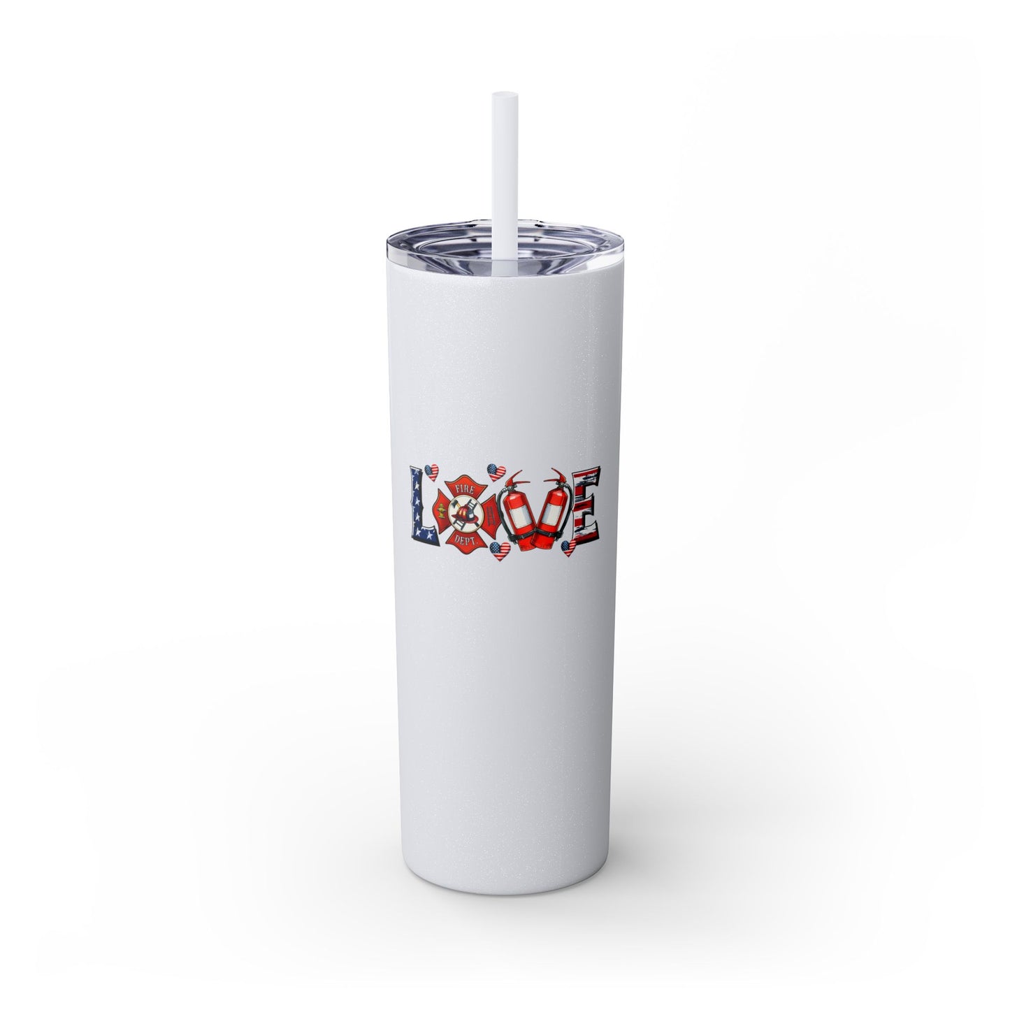 Firefighter Love - 20oz Skinny Tumbler w/Straw