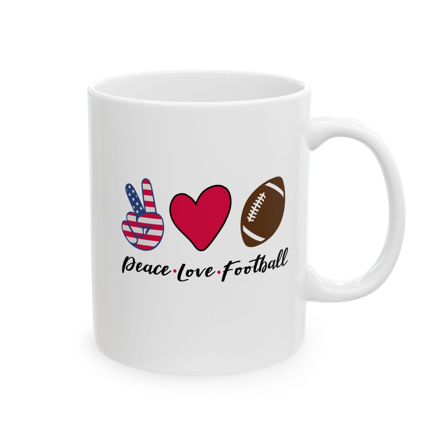 Peace, Love & Football - Mug