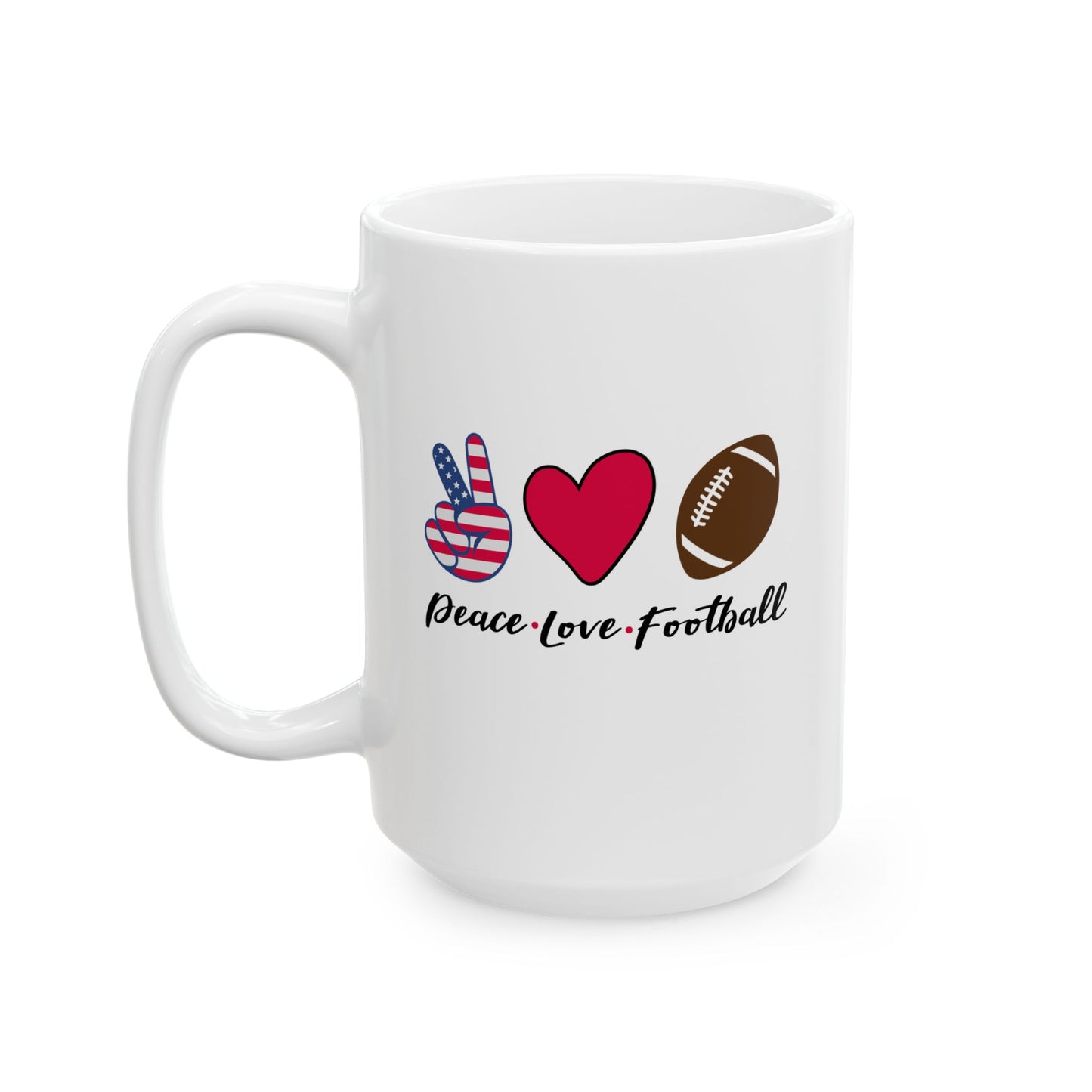 Peace, Love & Football - Mug