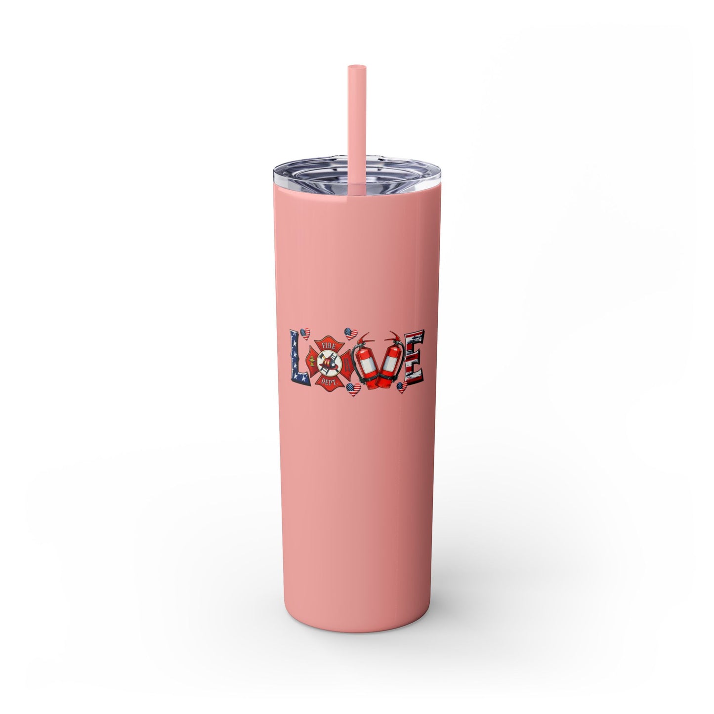 Firefighter Love - 20oz Skinny Tumbler w/Straw