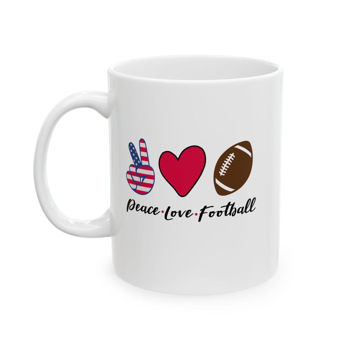 Peace, Love & Football - Mug