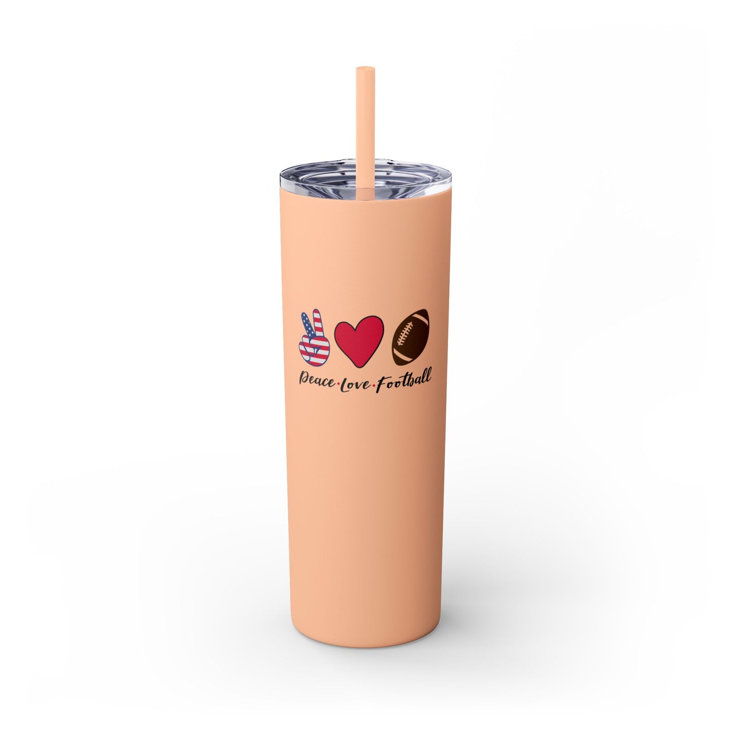 Peace Love & Football - Tumbler w/Straw