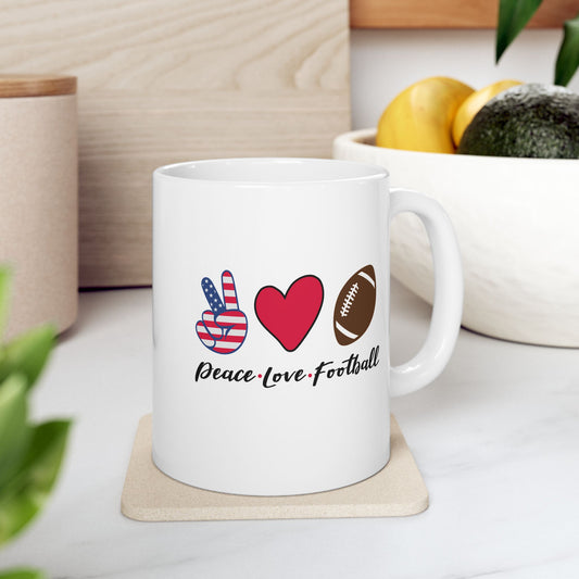 Peace, Love & Football - Mug