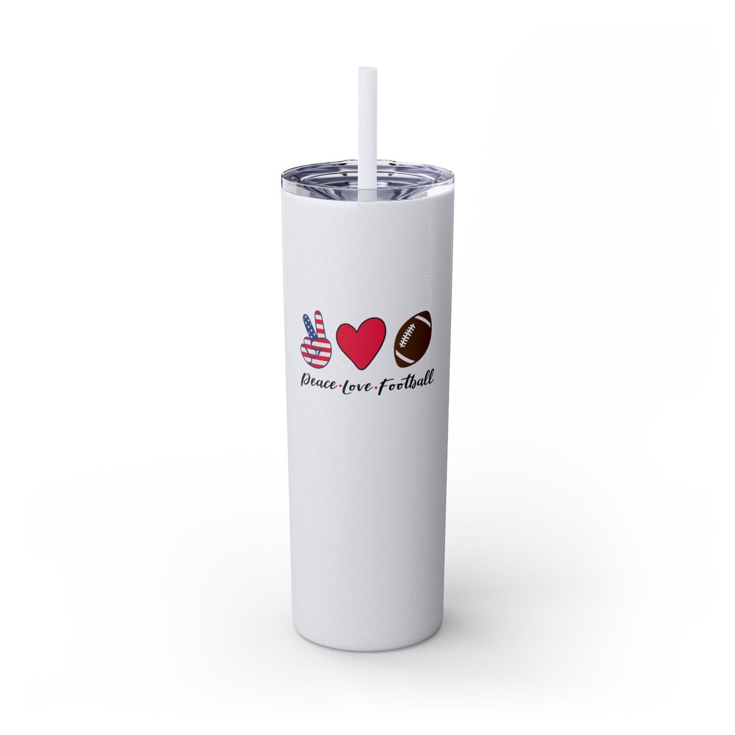 Peace Love & Football - Tumbler w/Straw