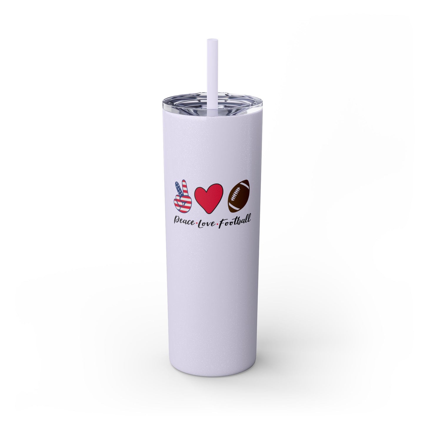 Peace Love & Football - Tumbler w/Straw